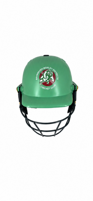 Masuri T Line Plus Steel cricket helmet in Bayswater Green with Bayswater Morley Cricket Club emblem