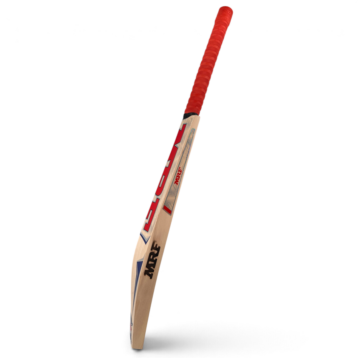 AKS CRICKET MRF EW Elegance English willow cricket bat with red grip and professional profile for senior players