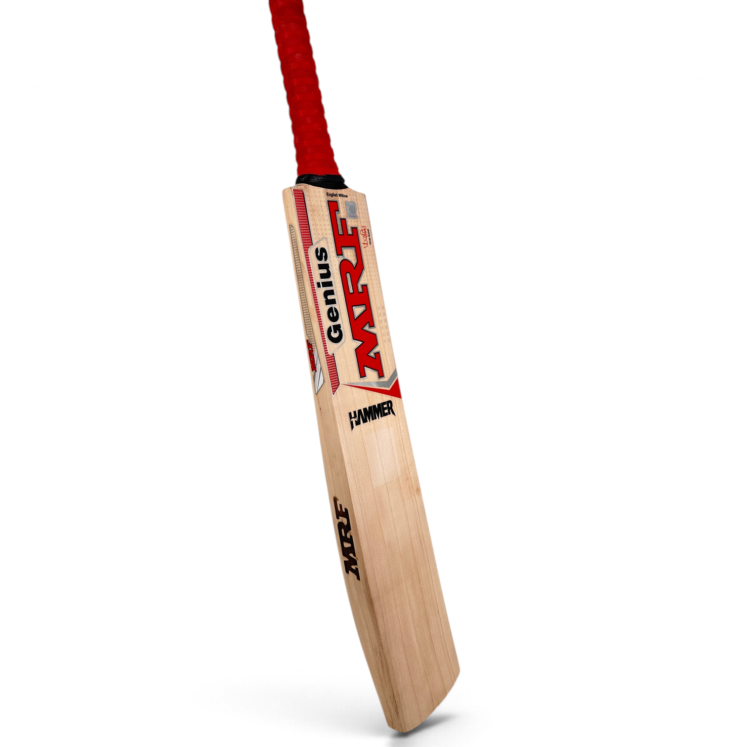 AKS CRICKET MRF Genius Hammer English willow cricket bat with red handle and Virat Kohli inspired T20 profile