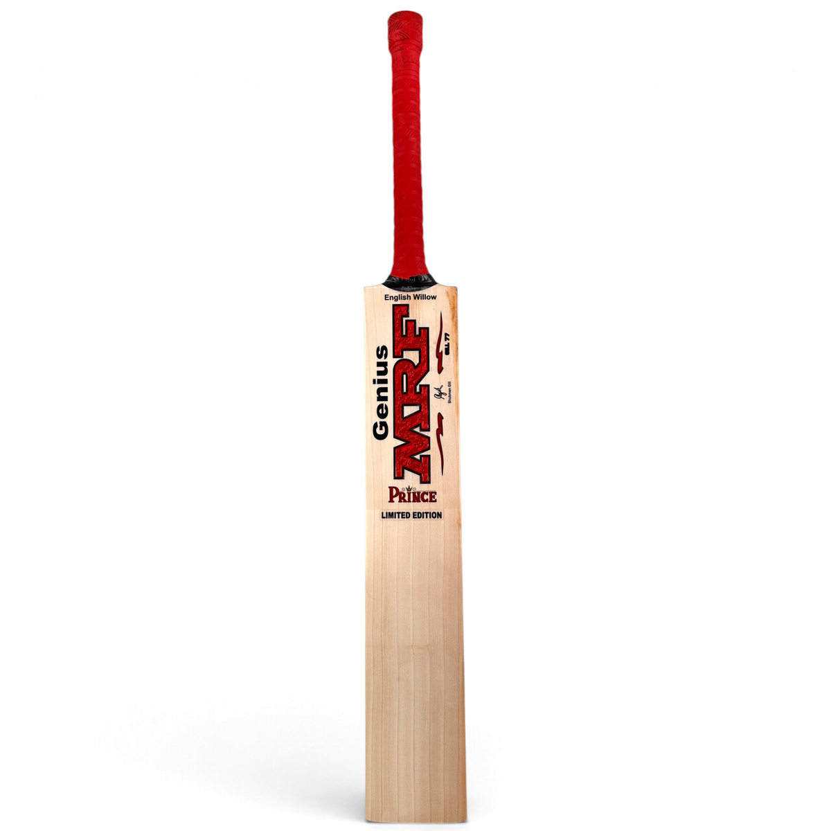 AKS CRICKET MRF Prince Limited Edition English Willow cricket bat with red grip and straight grain blade
