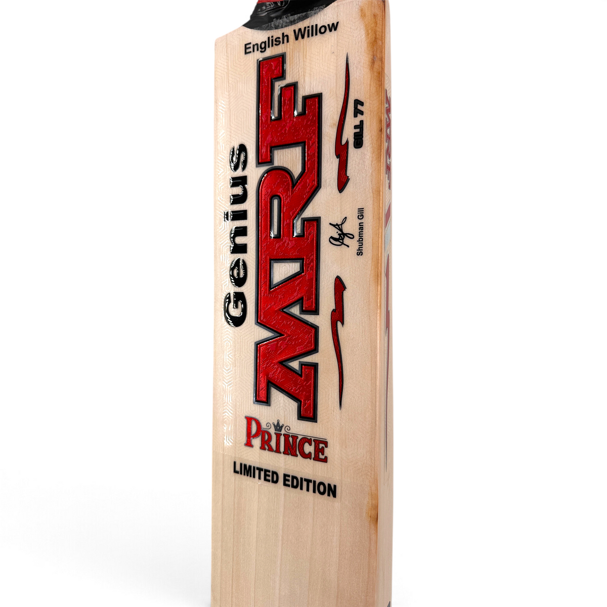 AKS CRICKET MRF Prince Limited Edition English Willow cricket bat with red branding and Shubman Gill signature