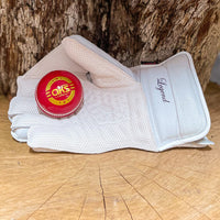 AKS Legend wicket keeping gloves white palm view