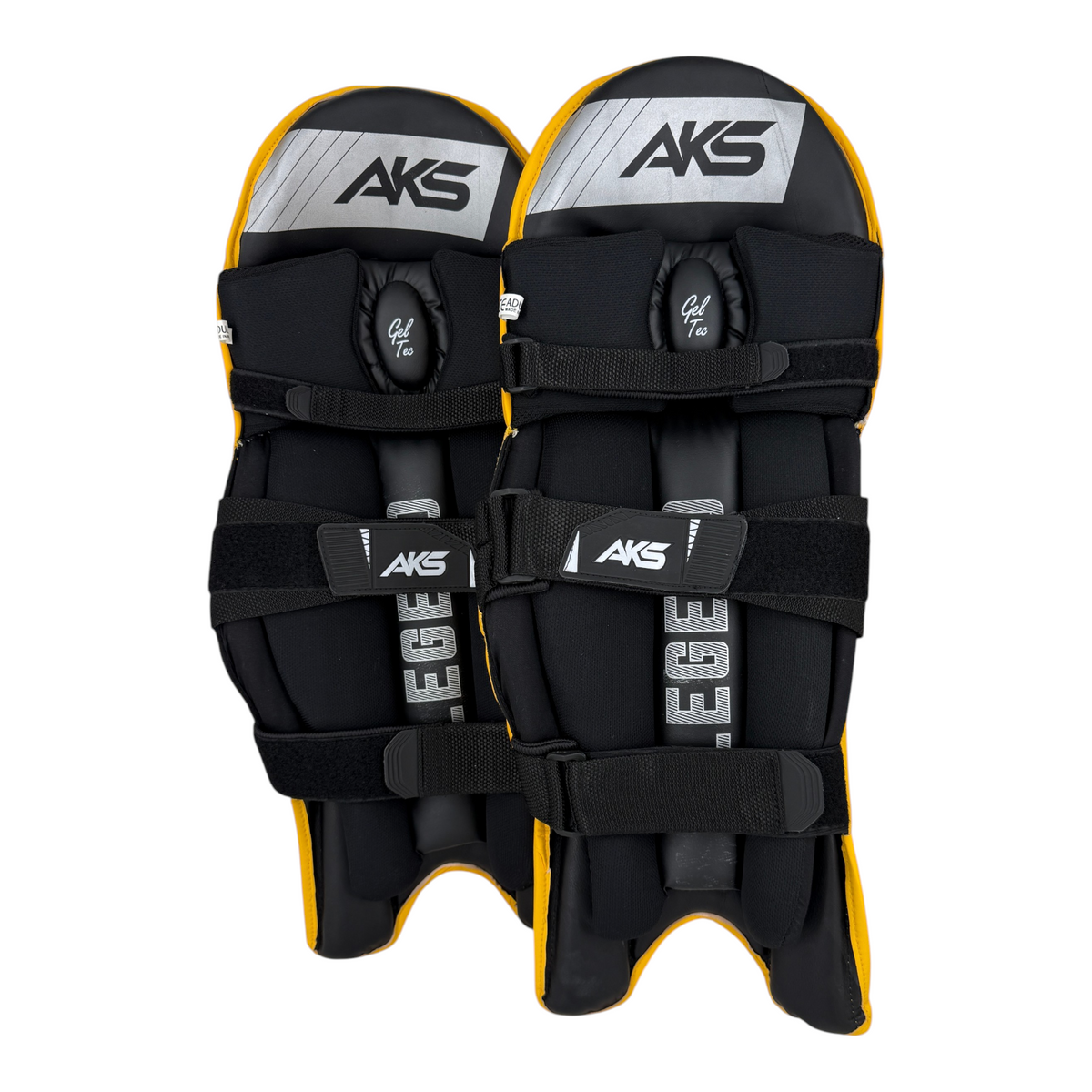 AKS CRICKET Legend yellow and black cricket batting pads with high density foam and adjustable straps
