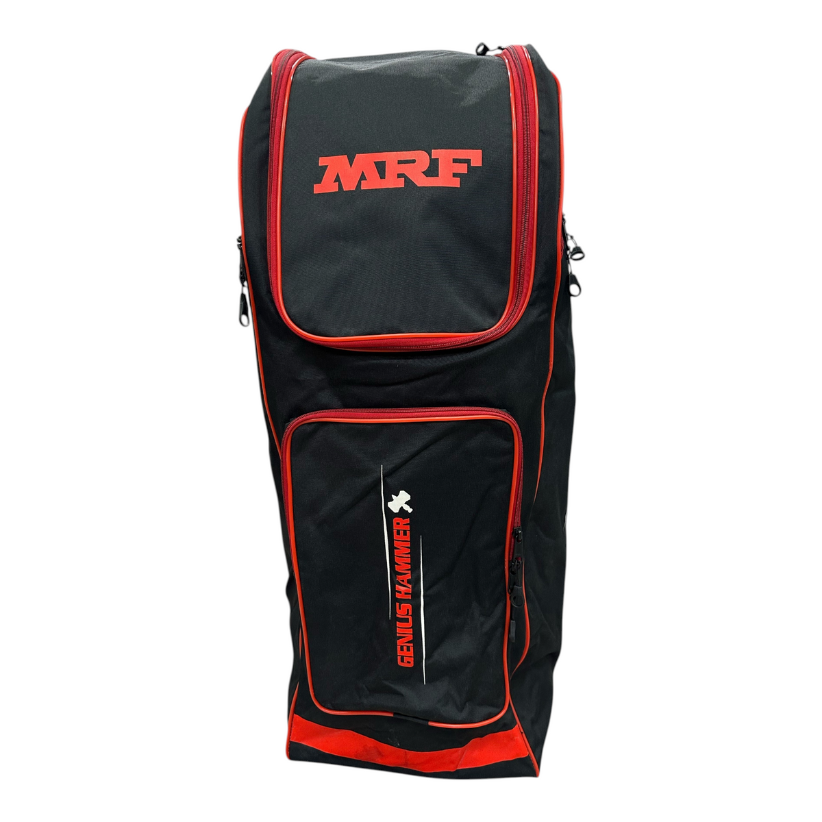 AKS CRICKET MRF Hammer black and red cricket duffle kit bag with large storage compartment and zipper details