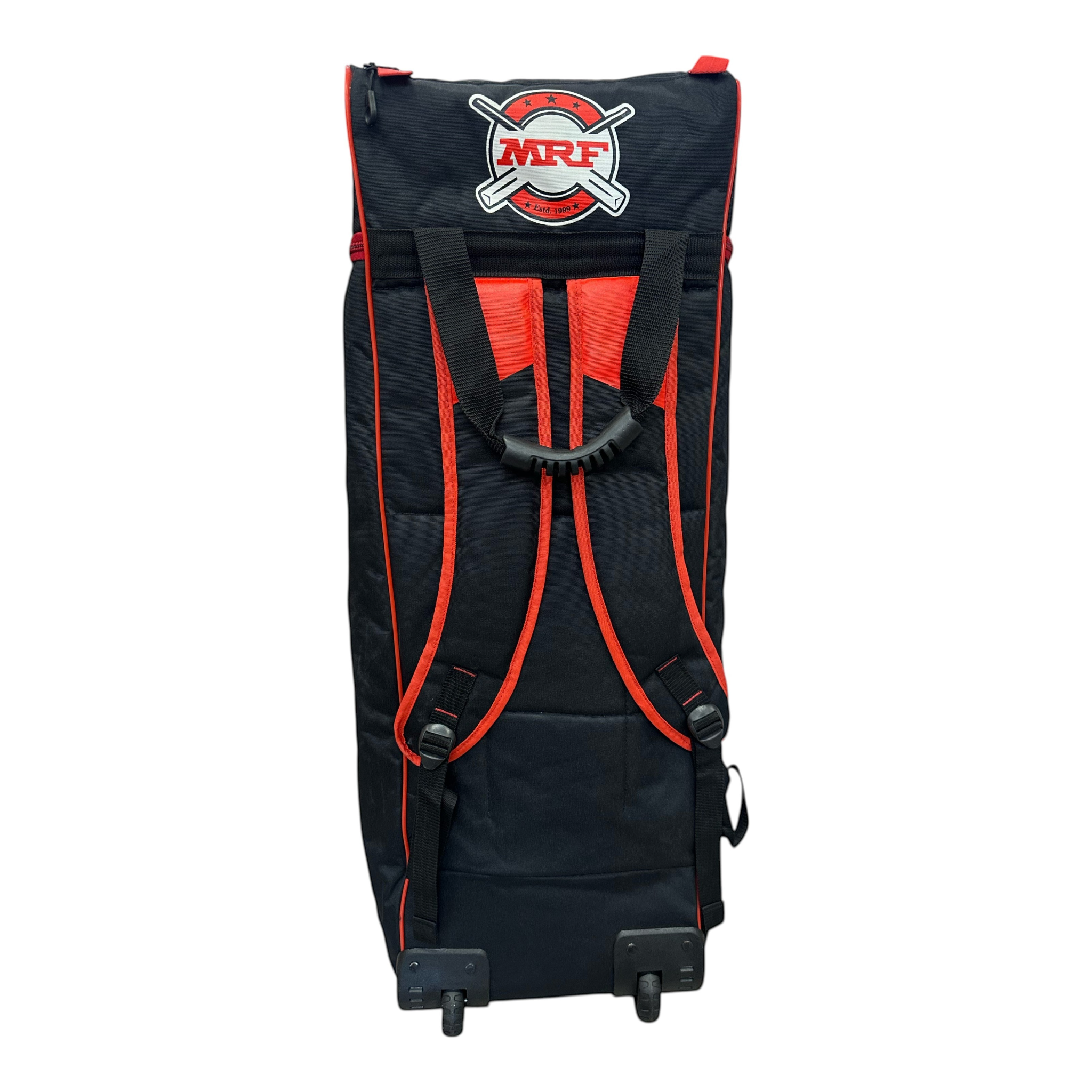 AKS CRICKET MRF Hammer black and red cricket duffle kit bag with wheels and shoulder straps