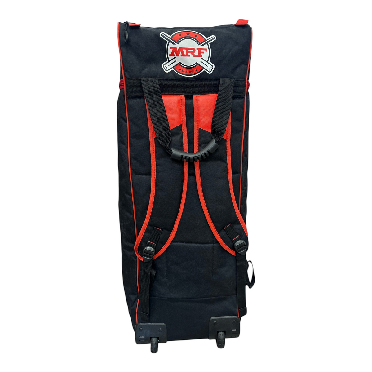 AKS CRICKET MRF Hammer black and red cricket duffle kit bag with wheels and shoulder straps