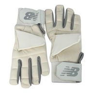 AKS CRICKET New Balance inner wicket keeping gloves in off-white with grey accents and padded wrist straps