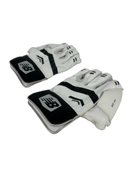 AKS CRICKET New Balance 12i wicket keeping gloves in white and black leather with octopus rubber palm grip