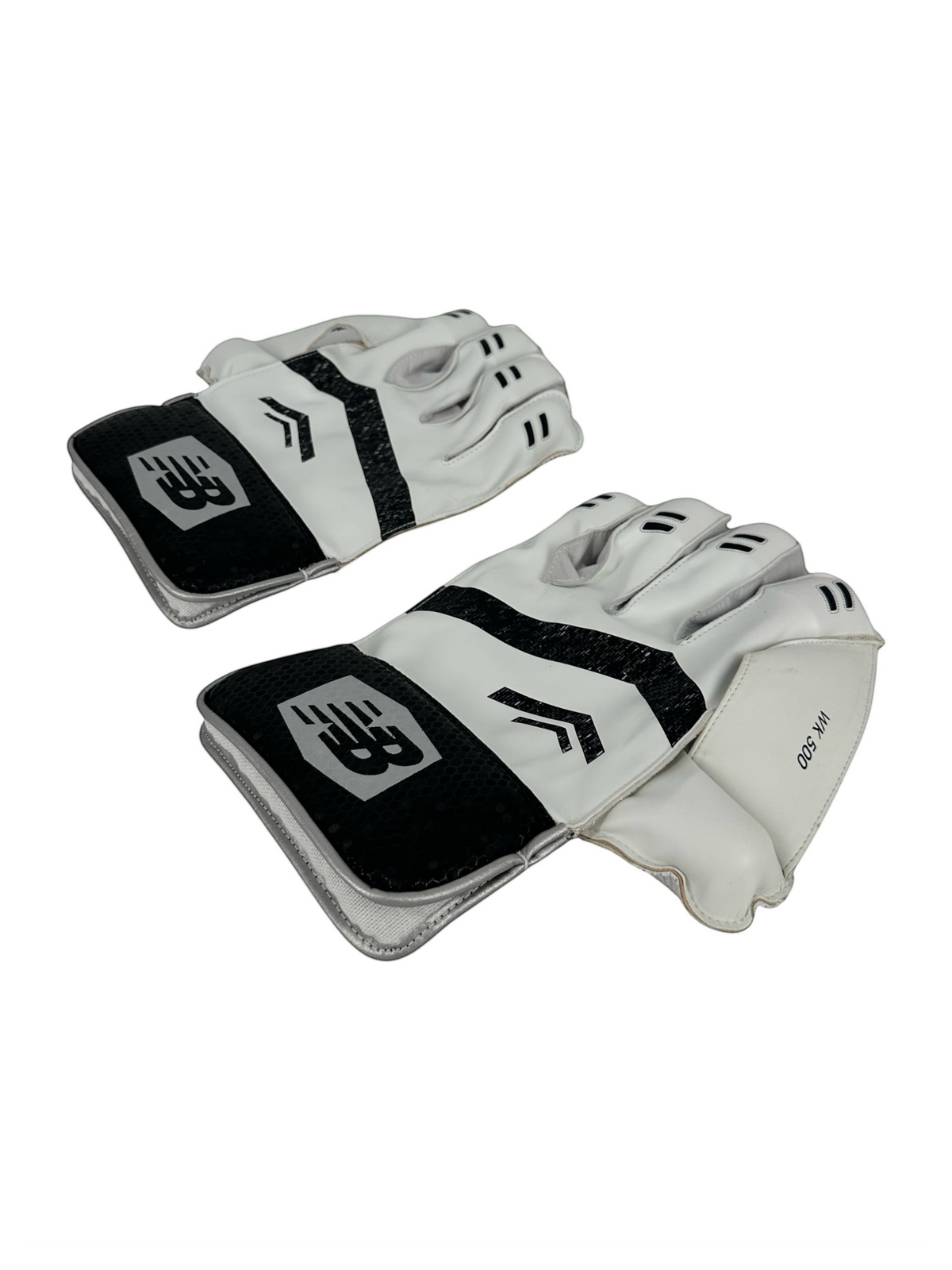 AKS CRICKET New Balance 12i wicket keeping gloves in white and black leather with octopus rubber palm grip