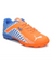 AKS CRICKET PUMA evoSPEED JR V2 cricket shoes in orange and blue with synthetic mesh upper and rubber traction sole