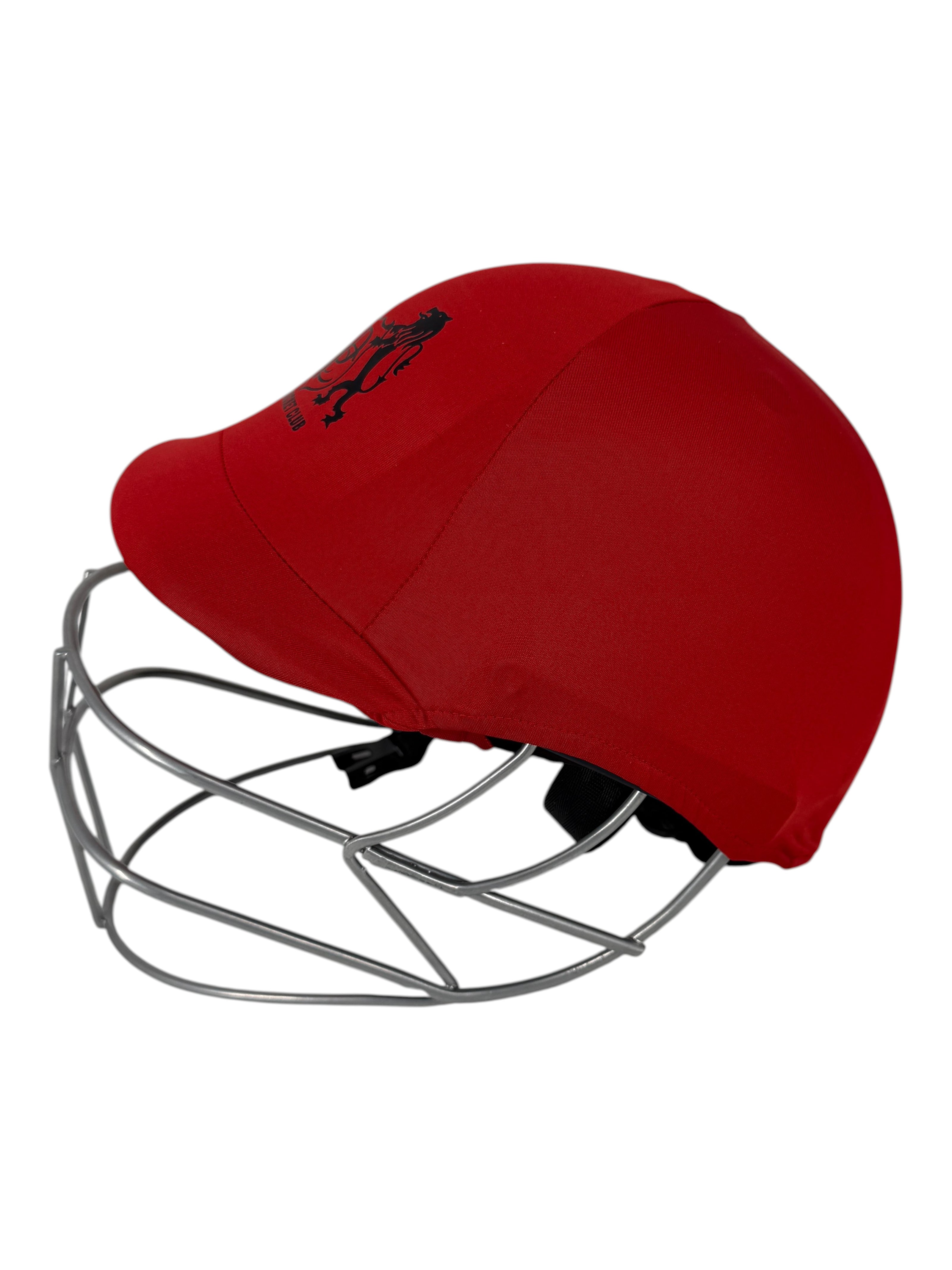AKS CRICKET Perth Cricket Club red helmet cover with black logo