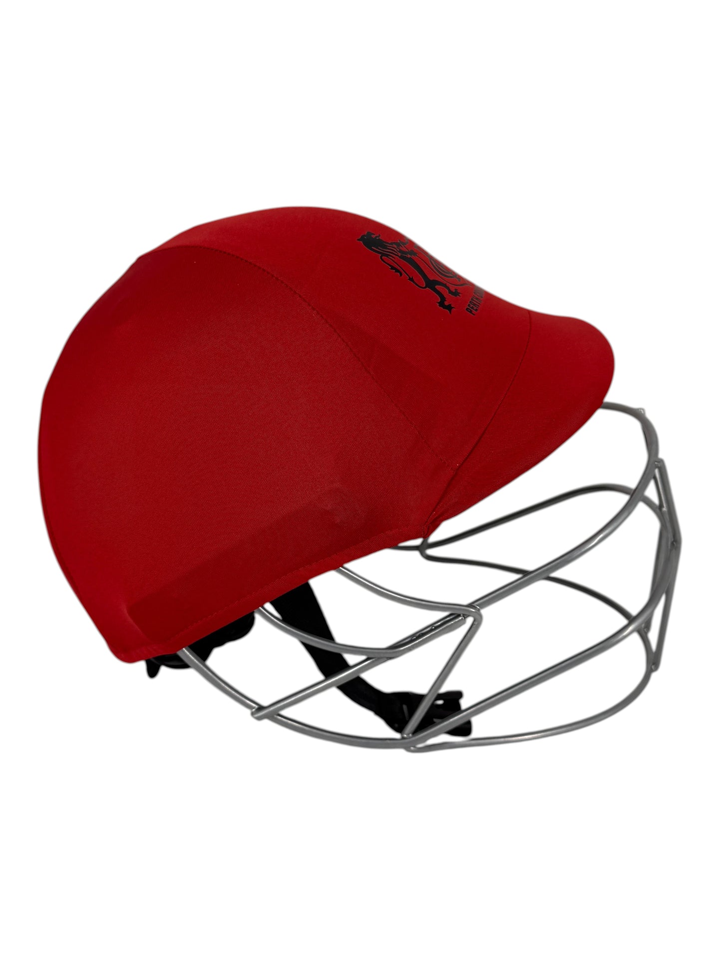 AKS CRICKET Perth Cricket Club red helmet cover with protective steel grille