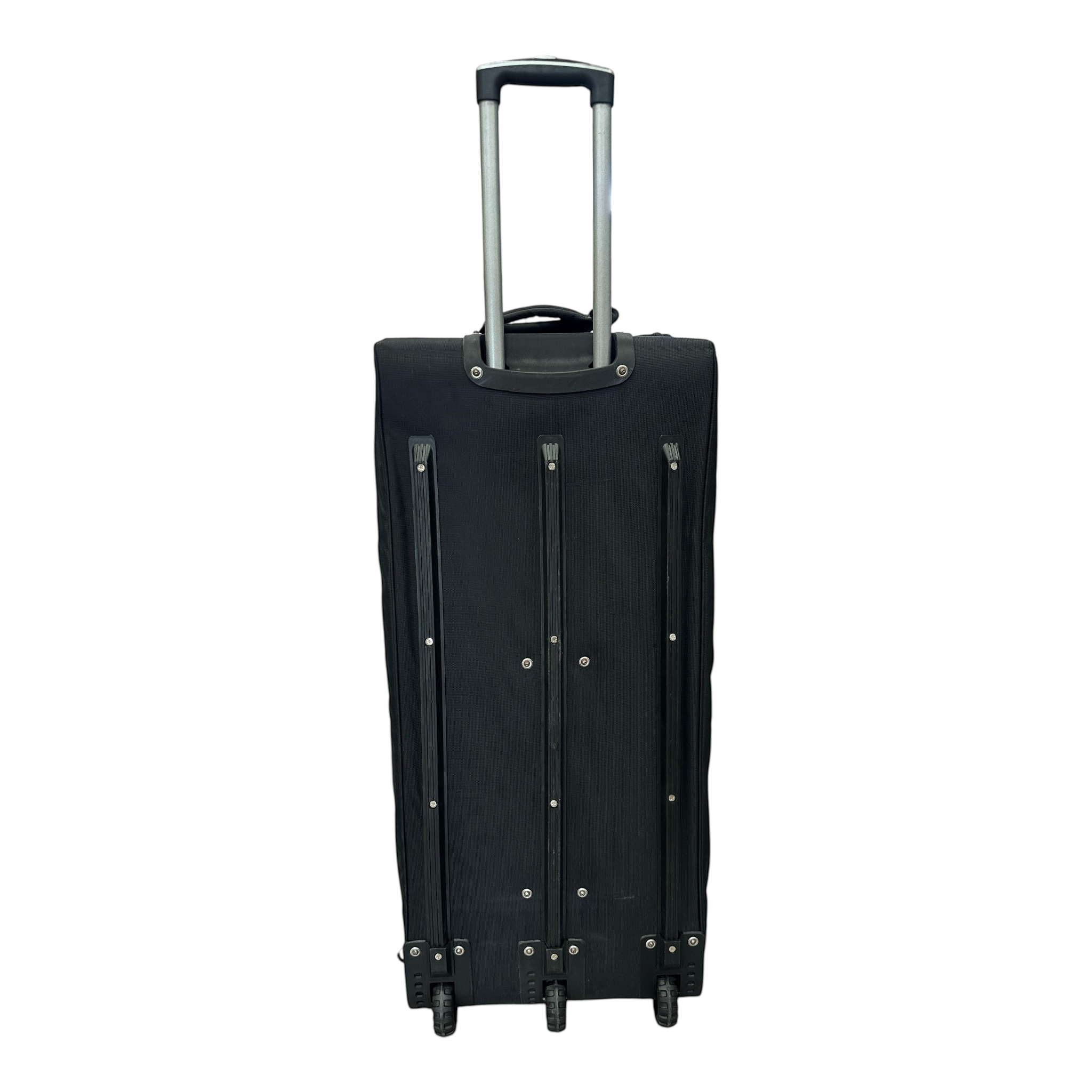 AKS CRICKET Robinson Signature black cricket bag with three wheels and a retractable handle for easy transport.