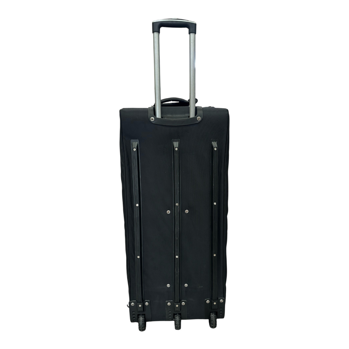 AKS CRICKET Robinson Signature black cricket bag with three wheels and a retractable handle for easy transport.