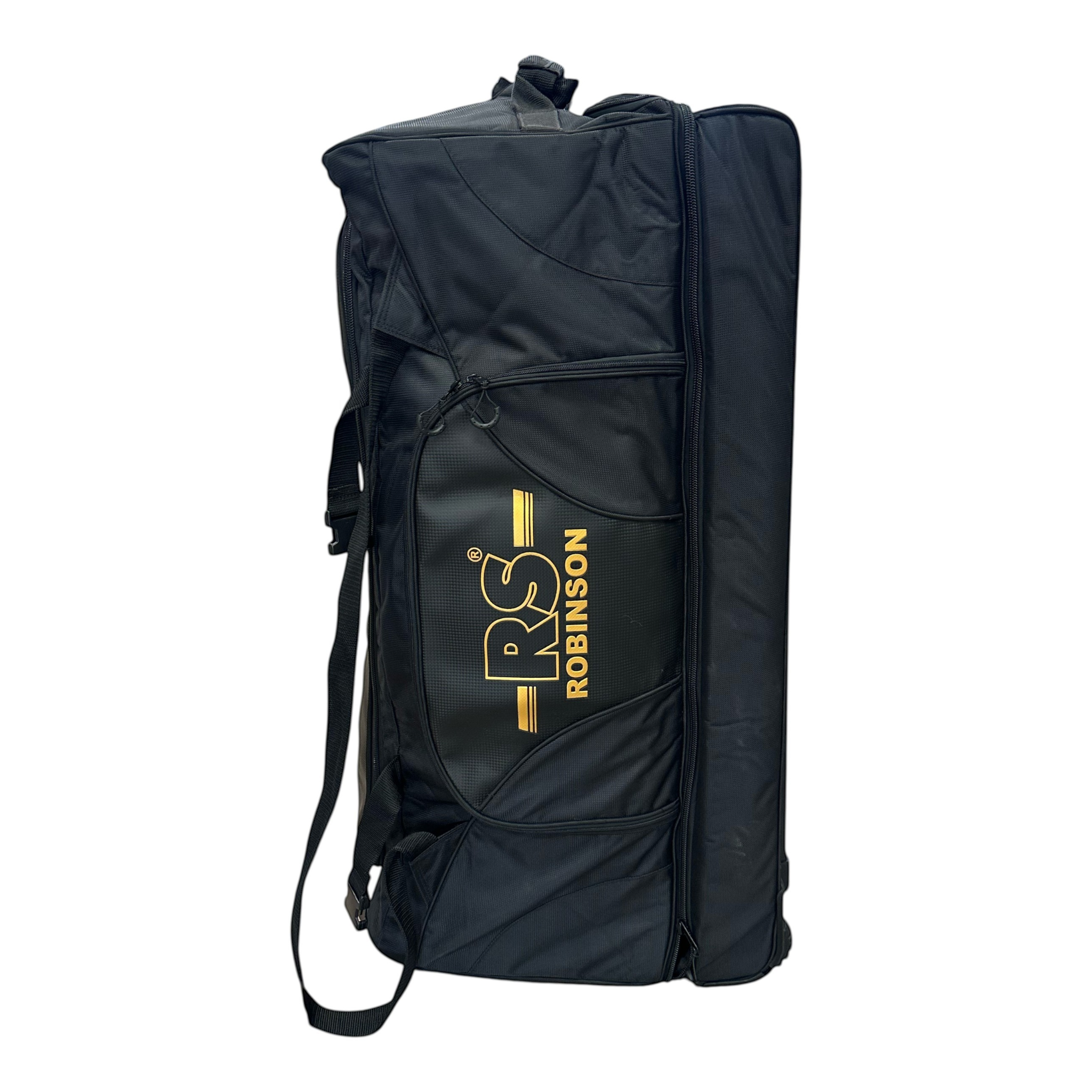 AKS CRICKET Robinson RS Signature black cricket wheelie bag with three wheels and separate boot compartment