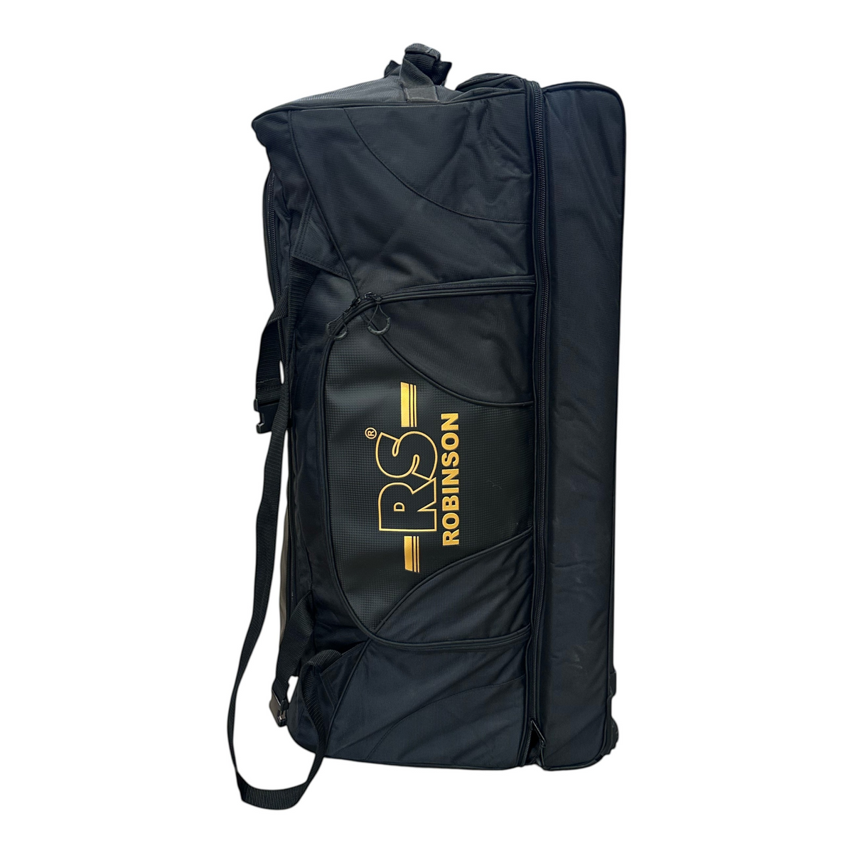 AKS CRICKET Robinson RS Signature black cricket wheelie bag with three wheels and separate boot compartment