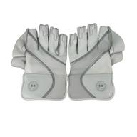 AKS CRICKET Robinson Sapphire wicket keeping gloves in grey leather with a firm palm design for cricket players