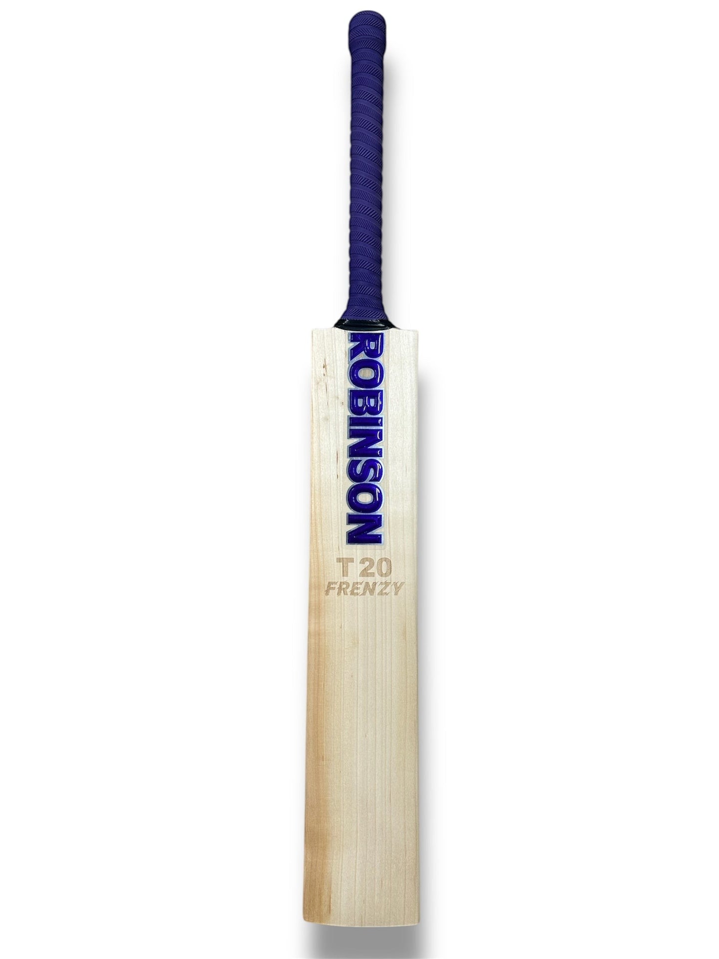 AKS CRICKET Robinson T20 Frenzy cricket bat with natural wood grain and a purple grip