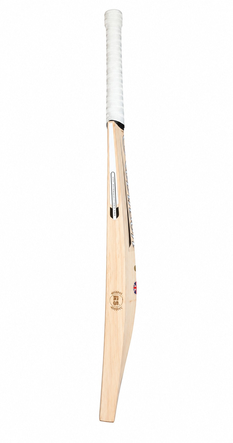 AKS CRICKET RS Anniversary Edition English willow cricket bat with white grip, side profile view.