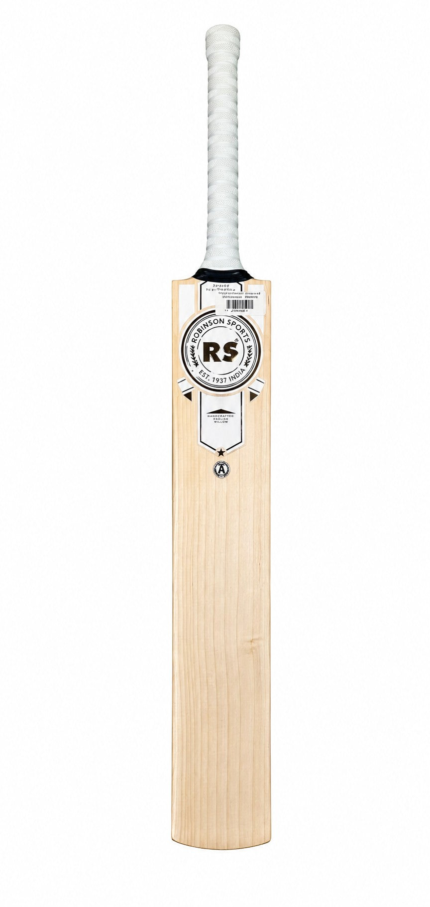 AKS CRICKET RS Anniversary Edition English willow cricket bat with white grip and classic heritage branding