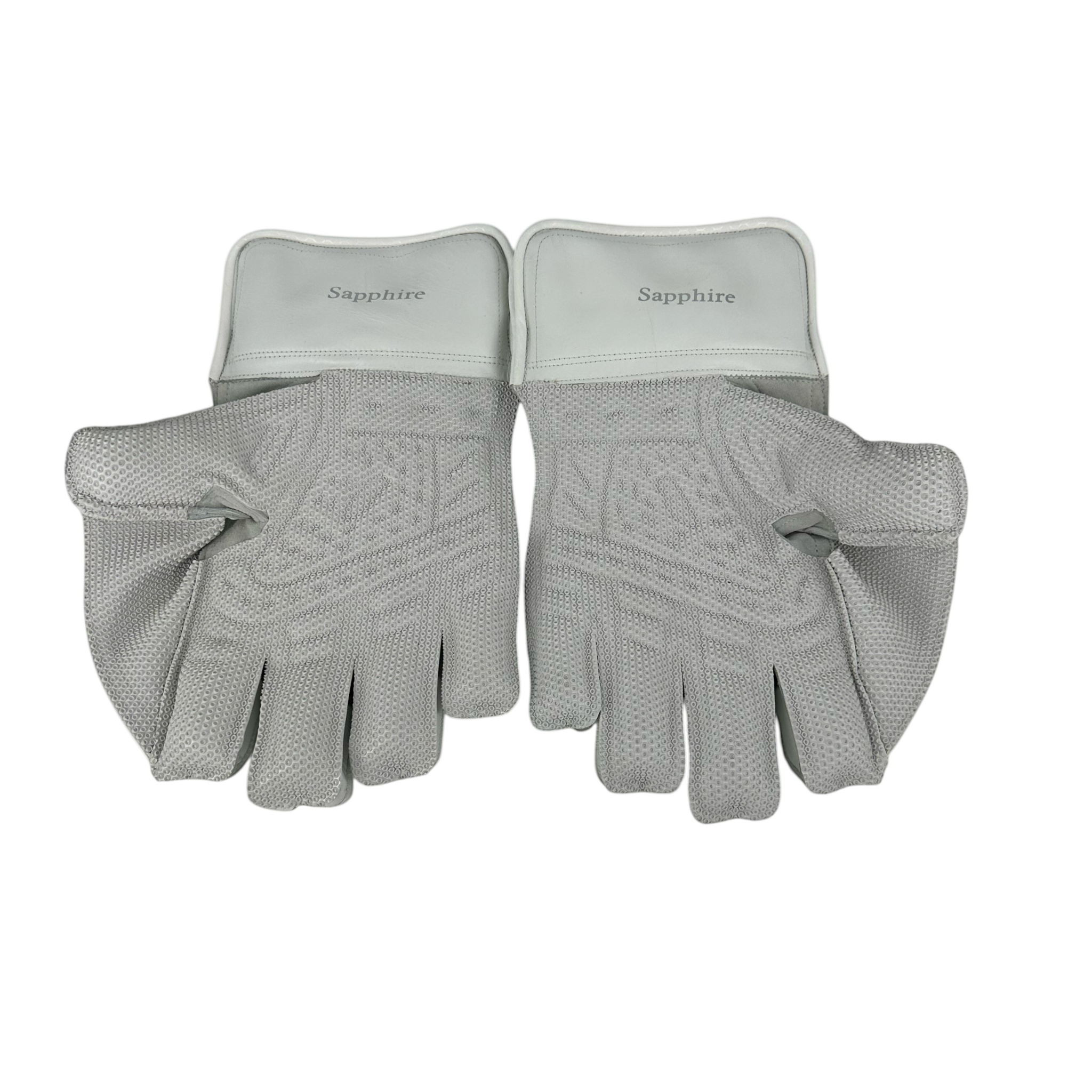 AKS CRICKET RS Sapphire wicket keeping gloves in grey with a textured mesh back and firm palm design for adult players.