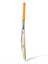 AKS CRICKET RS Signature English willow cricket bat with orange grip, side profile view showing blade geometry