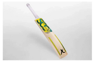 SCC SWITCH Rush Gold 675 junior English willow cricket bat with yellow and green graphics