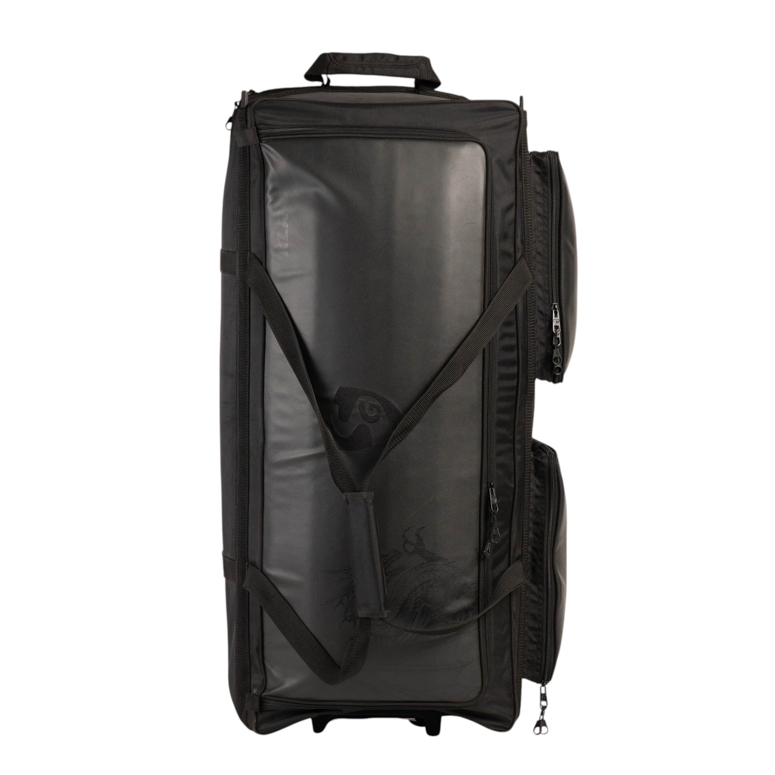 AKS CRICKET SG KLR trunk player cricket kit bag in black leatherette and matty fabric with multiple gear compartments