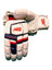 AKS CRICKET Signature batting gloves in white with navy and red accents, featuring high-density foam finger protection.
