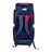 AKS CRICKET Signature Duffle Bag in navy blue and red with padded backpack straps, wheels, and multiple compartments.
