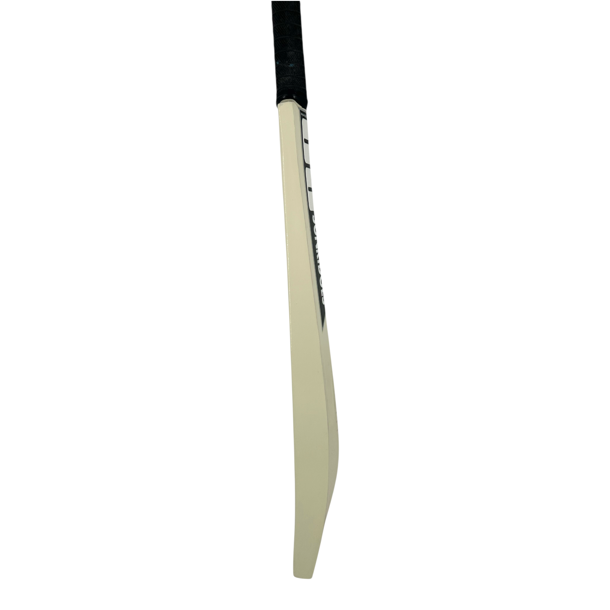 AKS CRICKET SS Middler cricket bat side profile showing the willow wood grain and black handle grip