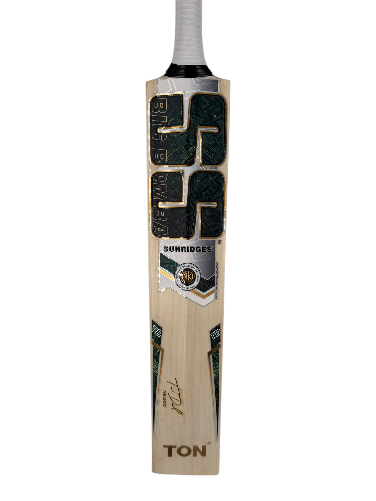 AKS CRICKET SS Tim David Players Edition English Willow cricket bat with 9+ grain profile and signature branding.