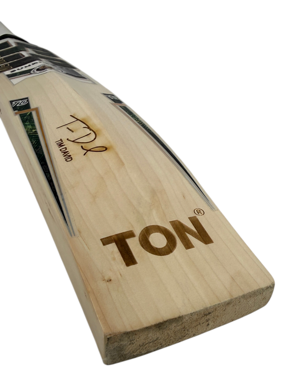 AKS CRICKET SS Tim David Players Edition English Willow cricket bat with signature and TON branding on the blade