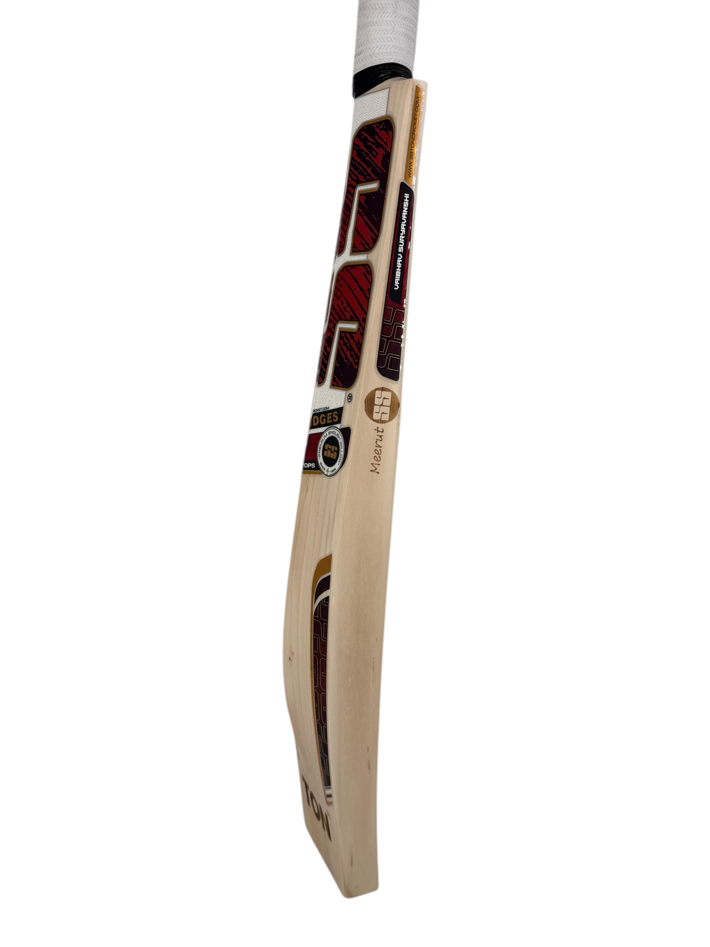 AKS CRICKET SS Vaibhav Suryavanshi Players Edition English willow cricket bat showing side profile and concave edges