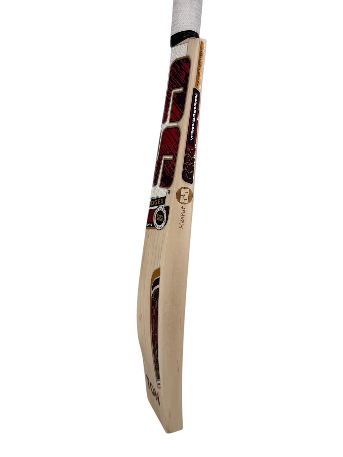AKS CRICKET SS Vaibhav Suryavanshi Players Edition English willow cricket bat showing side profile and concave edges