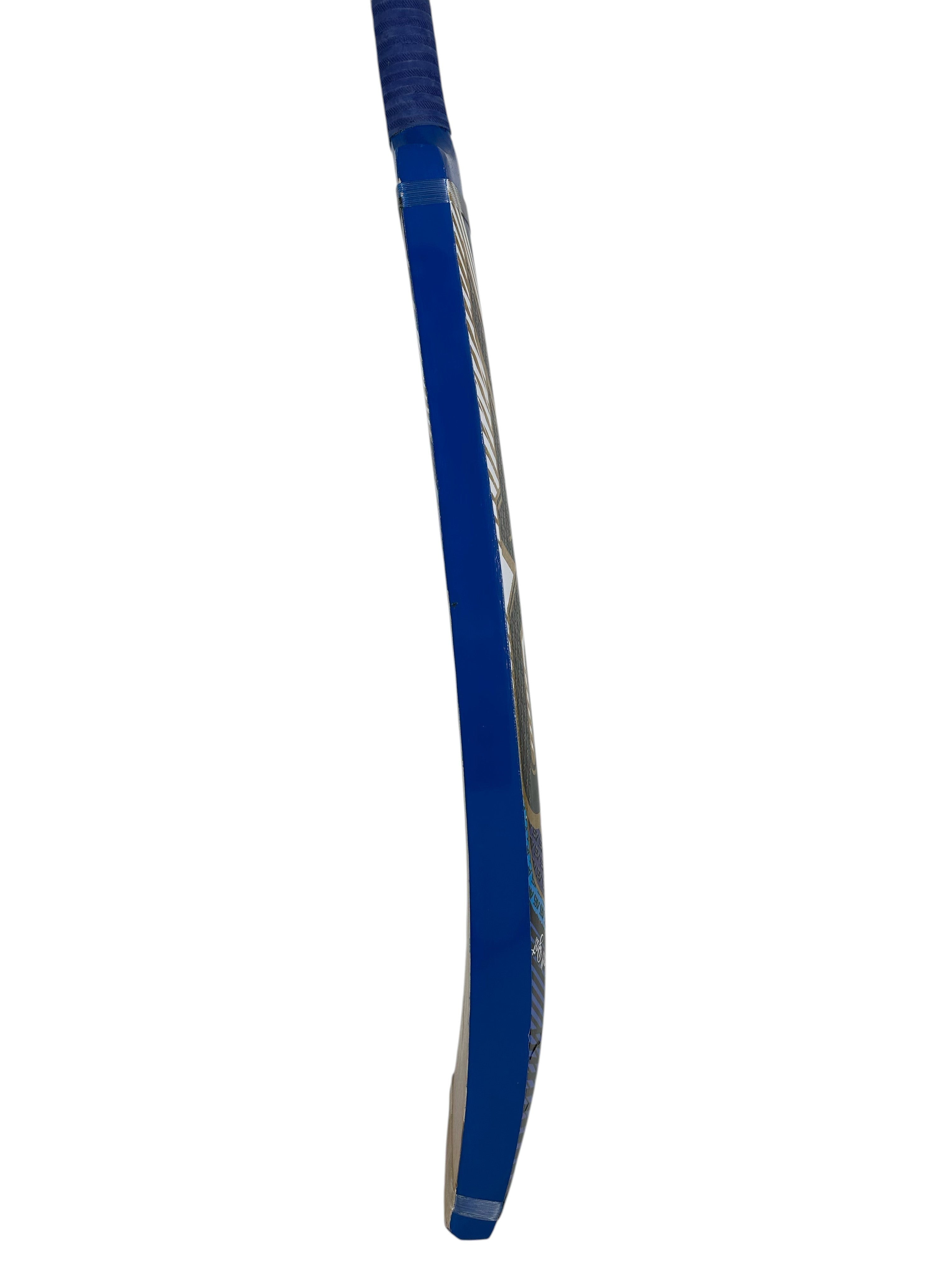 AKS CRICKET tennis cricket bat with a blue side profile and short handle for casual street and park games.