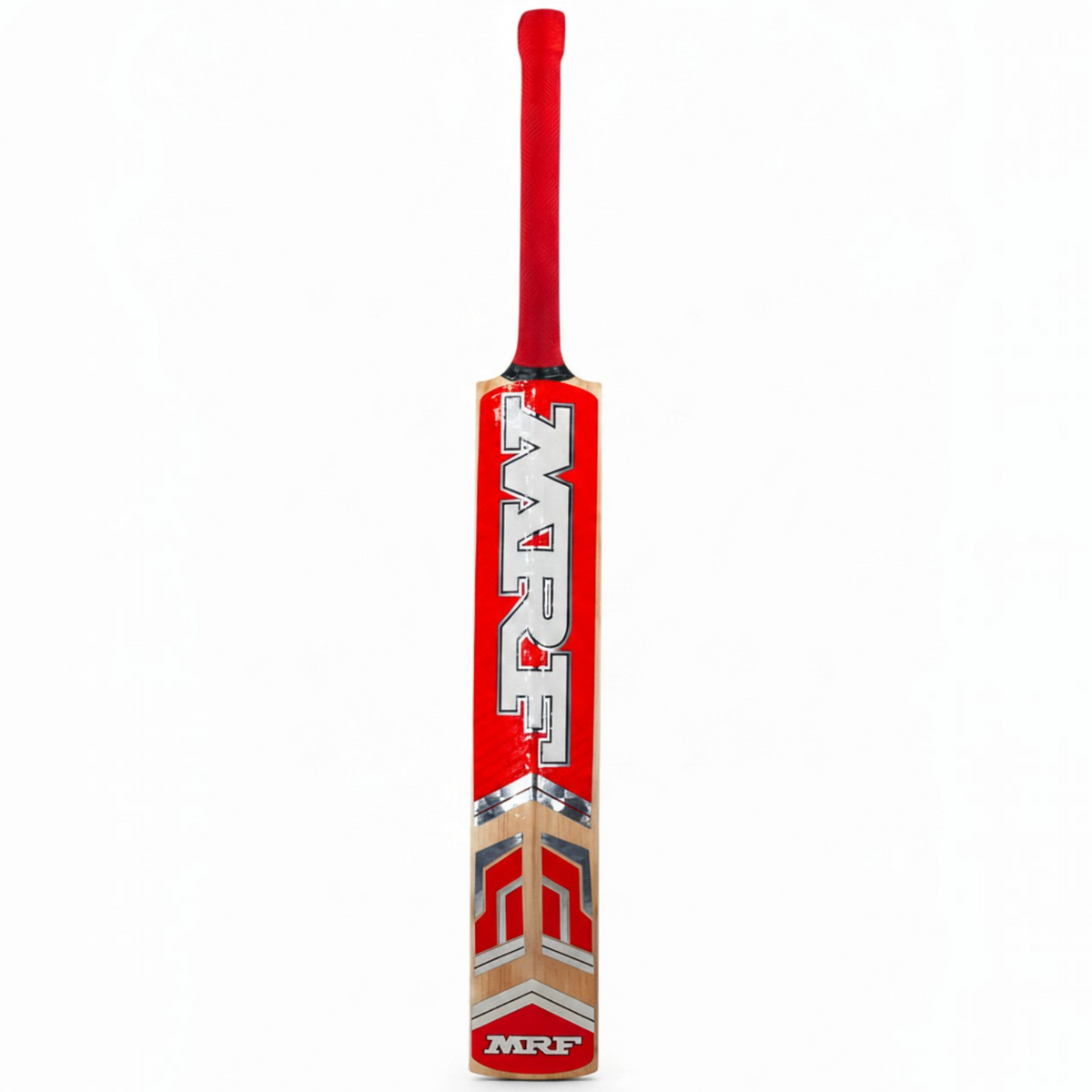 AKS CRICKET MRF Bullet English willow cricket bat with red handle and striking red and silver sticker design