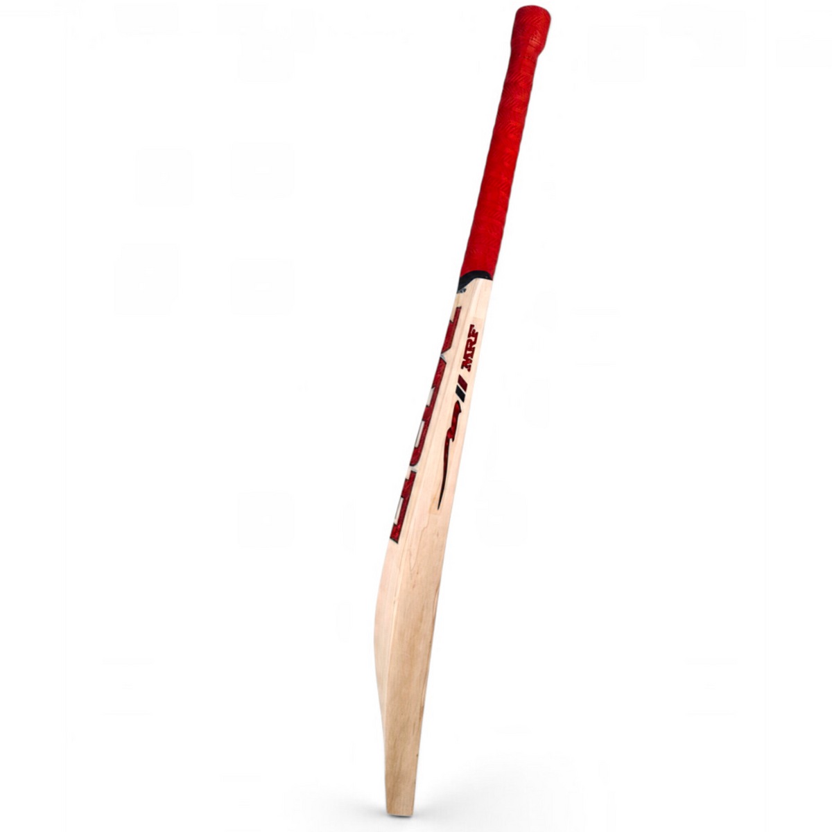 AKS CRICKET MRF Genius Run Machine English willow cricket bat with a red handle grip and full profile design.