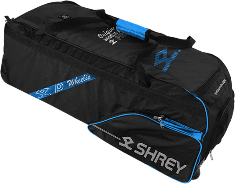 SHREY PRO WHEELIE BAG - BLACK / ELECTRIC BLUE